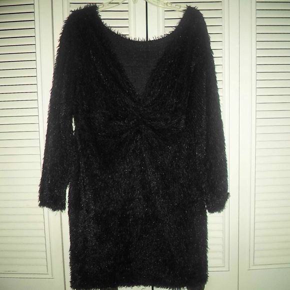 SHEIN CURVE BODYCON CURVY SWEATER DRESS BLACK FUZZY SEXY-WOMENS SIZE 2XL - Picture 2 of 5